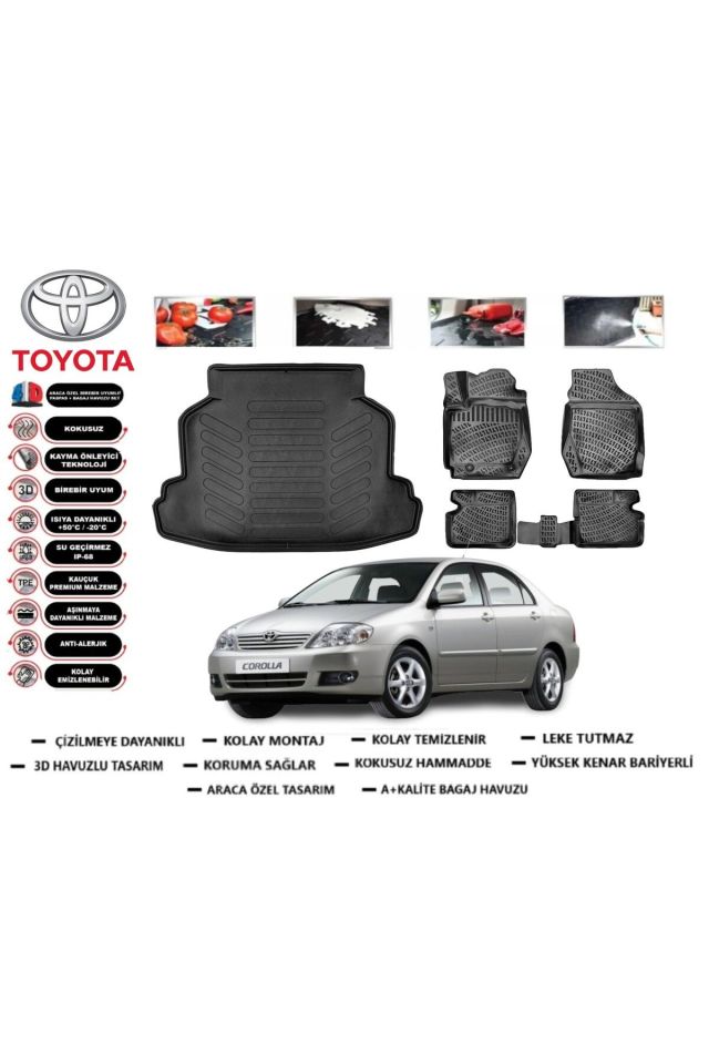 Toyota Corolla C Sedan 2005 Model Bagaj Havuzu Araca Özel Paspas Takımı Prrox