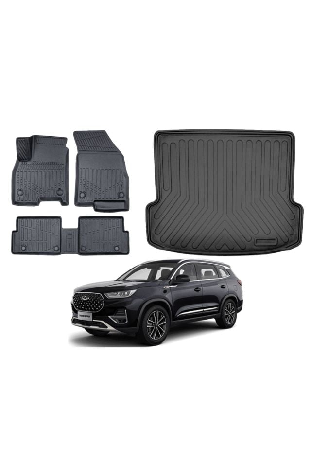 Chery Tiggo 8 2023 Model 3D Bagaj Havuzu+3D Araca Özel Paspas Takımı Luxury Serisi
