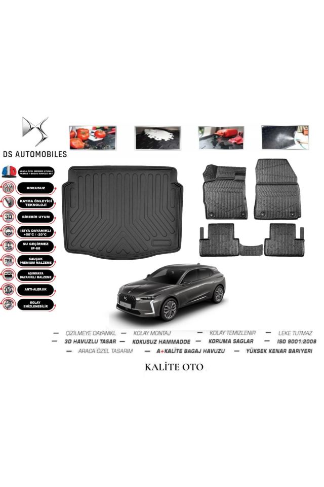 DS 4 2021 Ve Sonrası 3D Bagaj Havuzu+4D Havuzlu Paspas Seti