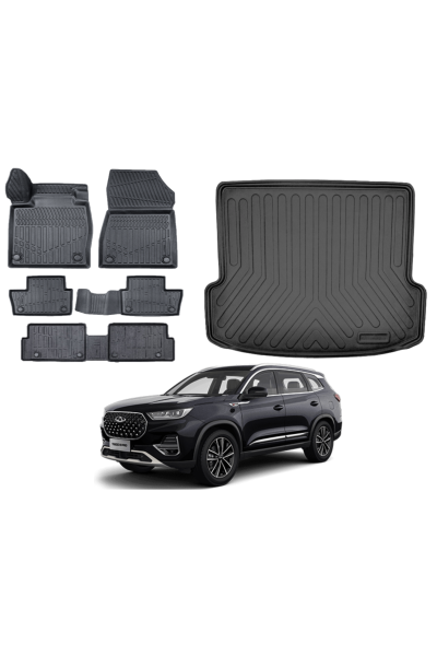 Tiggo 8 2024 Model 3D Bagaj Havuzu+3D Araca Özel Paspas Takımı 7 Kişilik Luxury Serisi