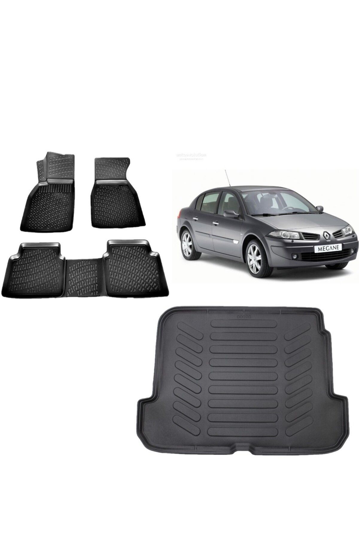 Renault Megane 2 Sedan 2003 Model 3D Bagaj Havuzu+3D Havuzlu Araca Özel Paspas Takımı