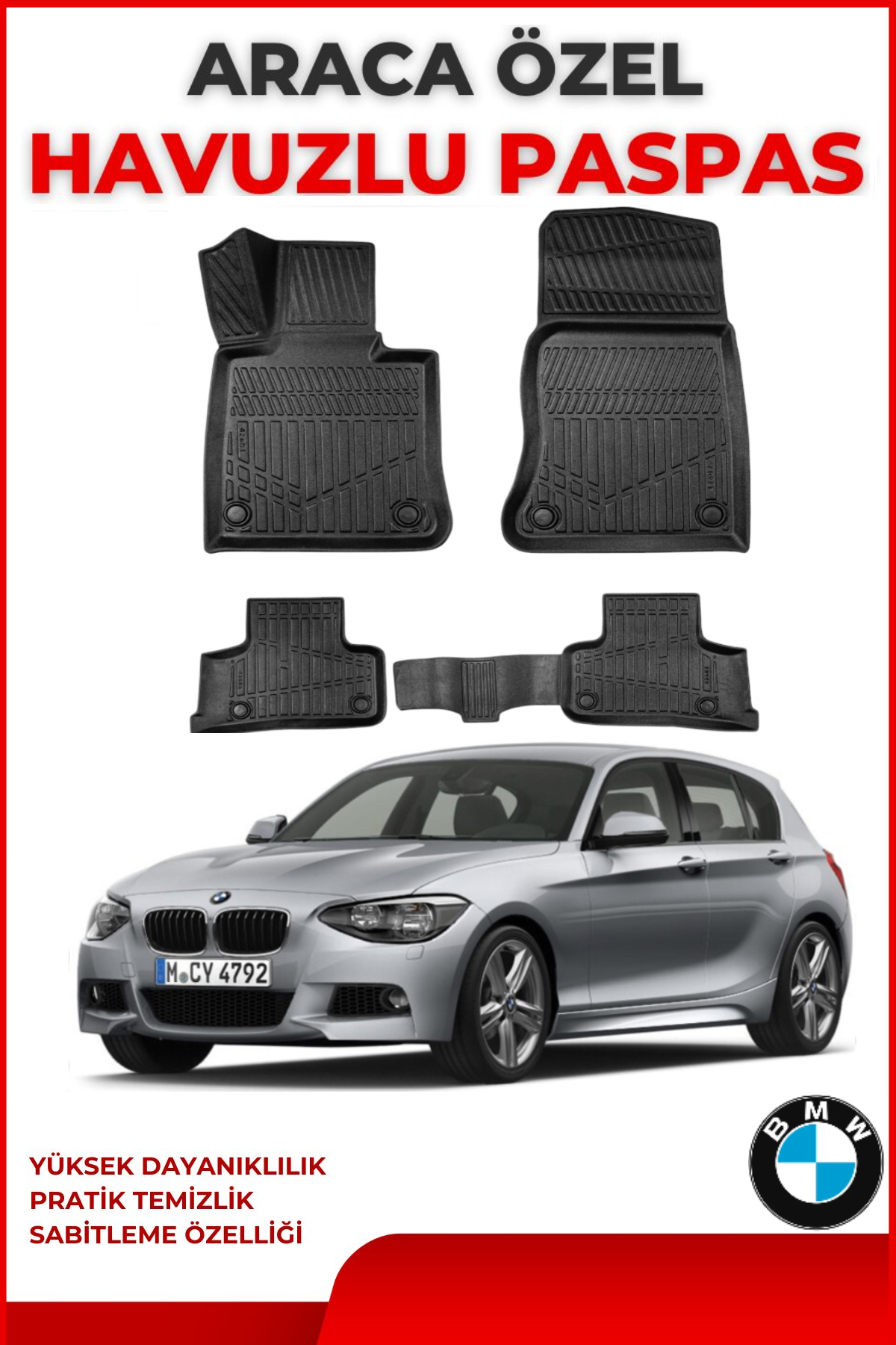 Bmw 1 Serisi F20-21 2011-2019 4.5D Plus Havuzlu Siyah Paspas Takımı Yumuşak