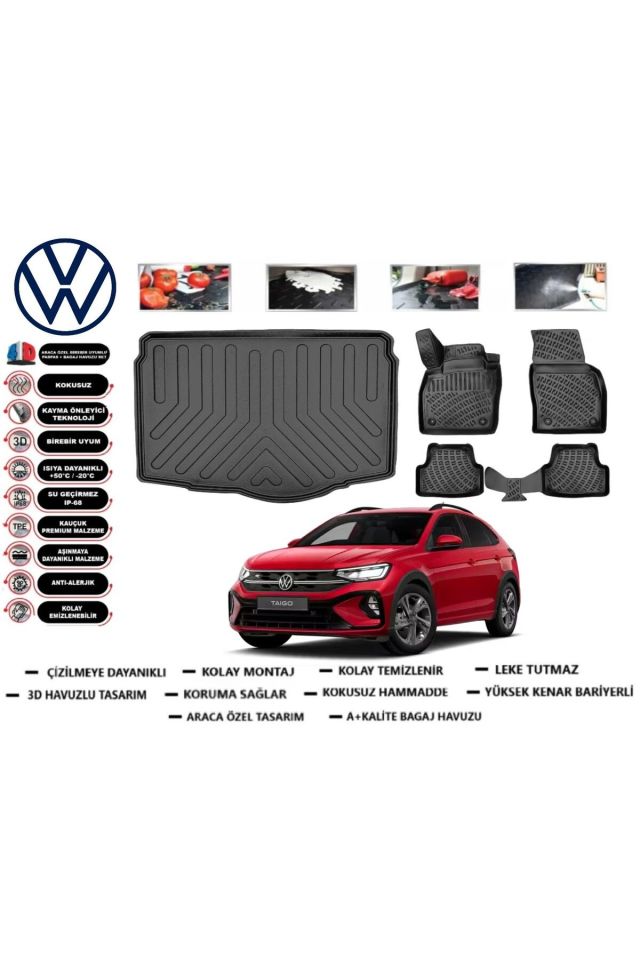 Volkswagen Taigo 2023 Model Alt Bagaj Havuzu Araca Özel Paspas Takımı Prrox