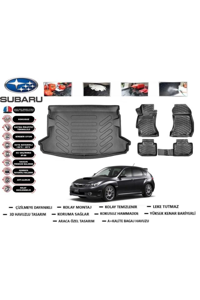 Subaru İmpreza 2015 Model Bagaj Havuzu Araca Özel Paspas Takımı Prrox