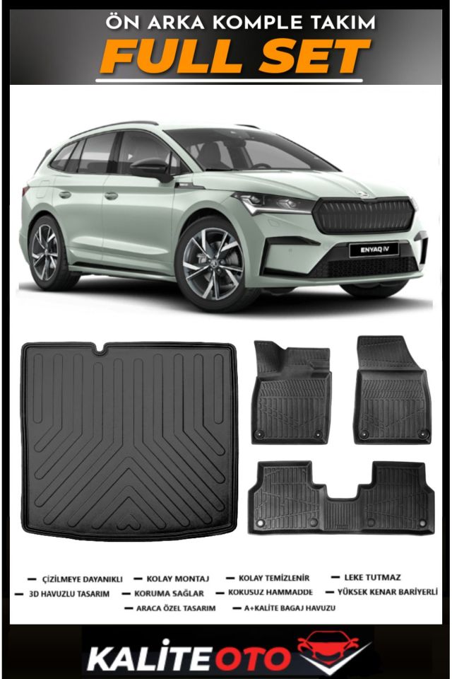 Skoda Enyaq Bagaj Havuzu+4.5D Havuzlu Paspas Seti