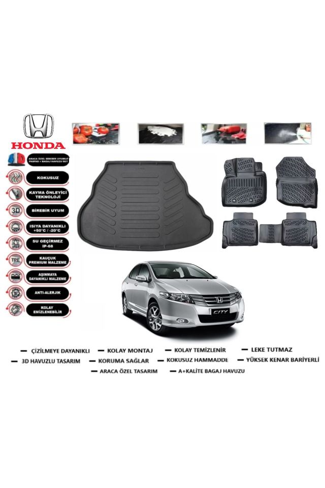 Honda City 2009 Model Bagaj Havuzu Araca Özel Paspas Takımı Prrox