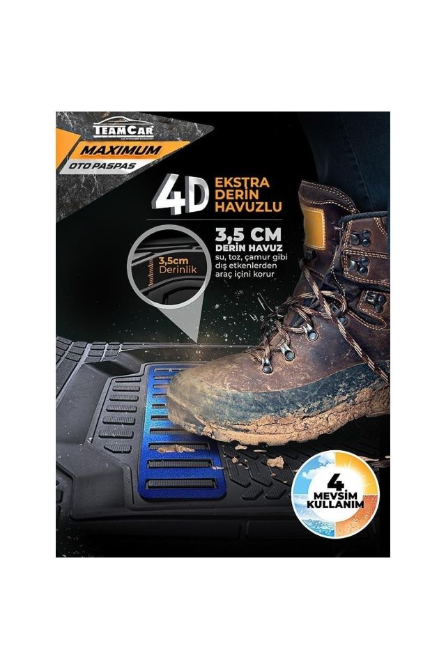 Focus 3.5 Hb 2014-2018 3d Bagaj Havuzu+3d Maximum Siyah Havuzlu Paspas Mavi Kromajlı