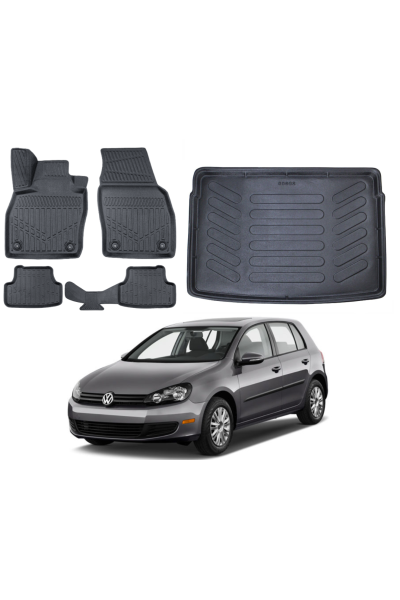 Volkswagen Golf 6 2009-2012 3D Bagaj Havuzu+3D Araca Özel Paspas Takımı