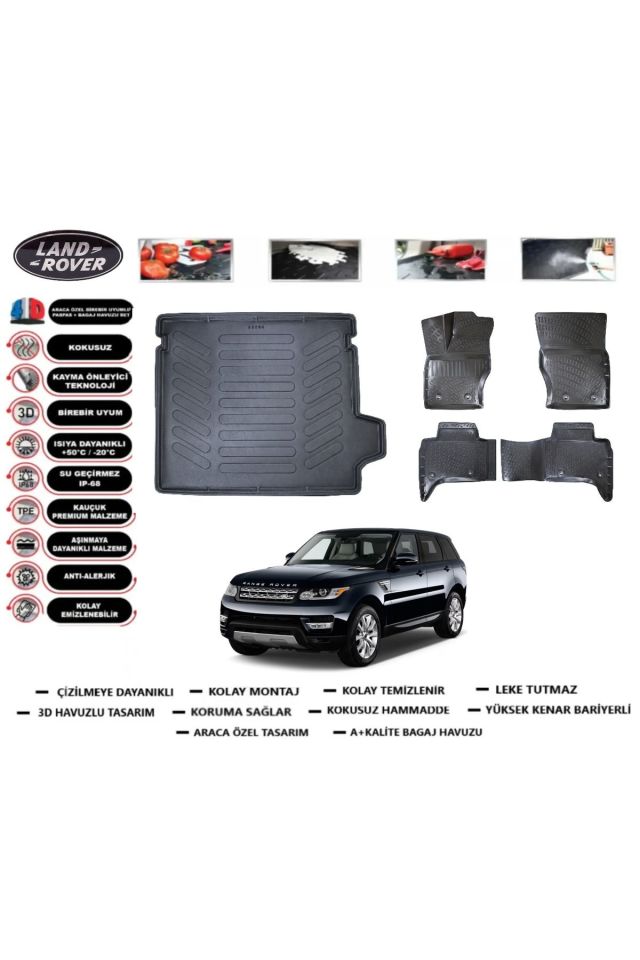 Land Rover Range Rover Sport 2014 Model Bagaj Havuzu Araca Özel Paspas Takımı Prrox