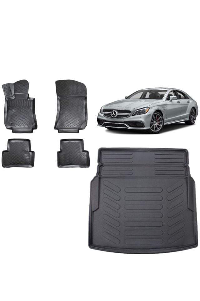 Mercedes CLS 2018 Model 3D Bagaj Havuzu+3D Havuzlu Araca Özel Paspas Takımı