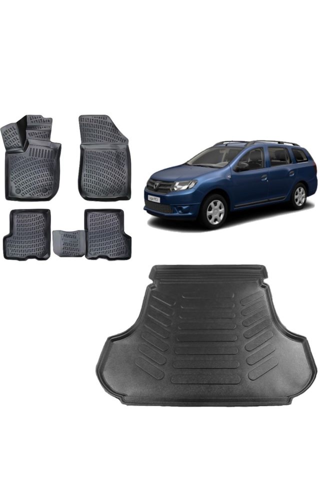Dacia Logan MCV 2013 Model 3D Bagaj Havuzu+3D Havuzlu Araca Özel Paspas Takımı