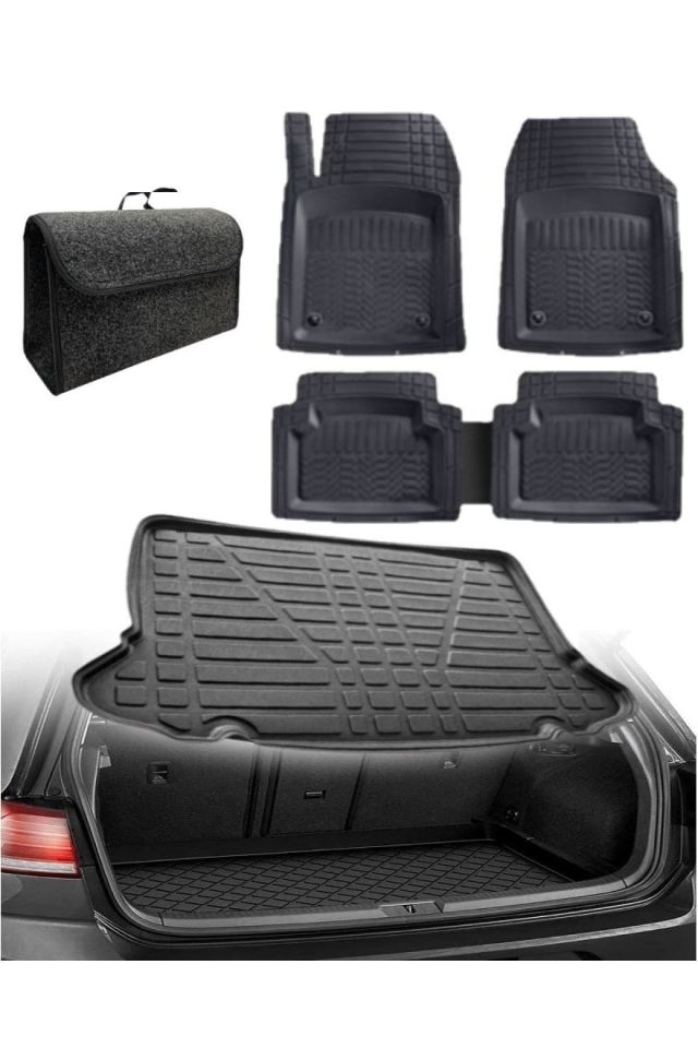 Honda City 2002-2008 Uyumlu Kokusuz 3d Bagaj Havuzu+3d Prof Siyah Havuzlu Paspas