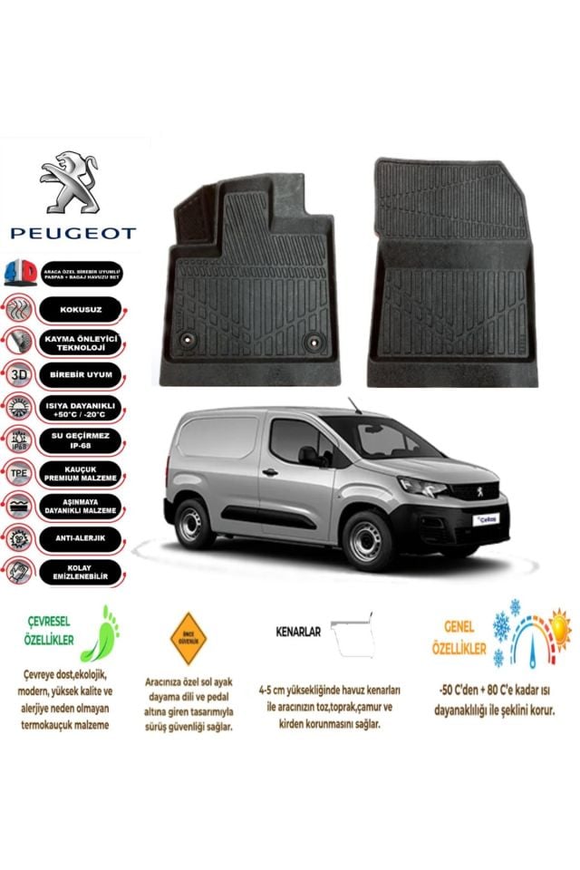 Peugeot Rifter Panelvan 2021 Model 4D Araca Özel Havuzlu Paspas Takımı