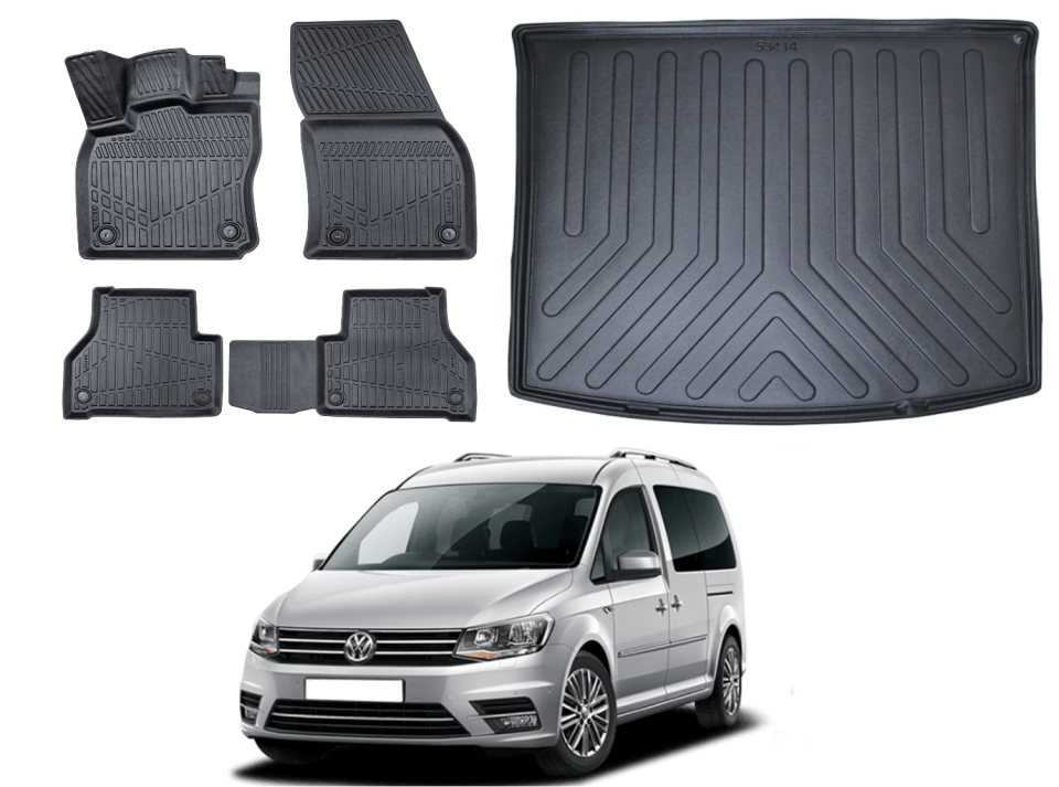 Volkswagen Caddy 2010-2020 3D Bagaj Havuzu+3D Araca Özel Paspas Takımı Luxury Serisi
