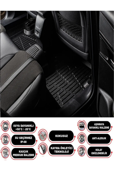 Volkswagen Caddy 2010-2020 3D Bagaj Havuzu+3D Araca Özel Paspas Takımı Luxury Serisi