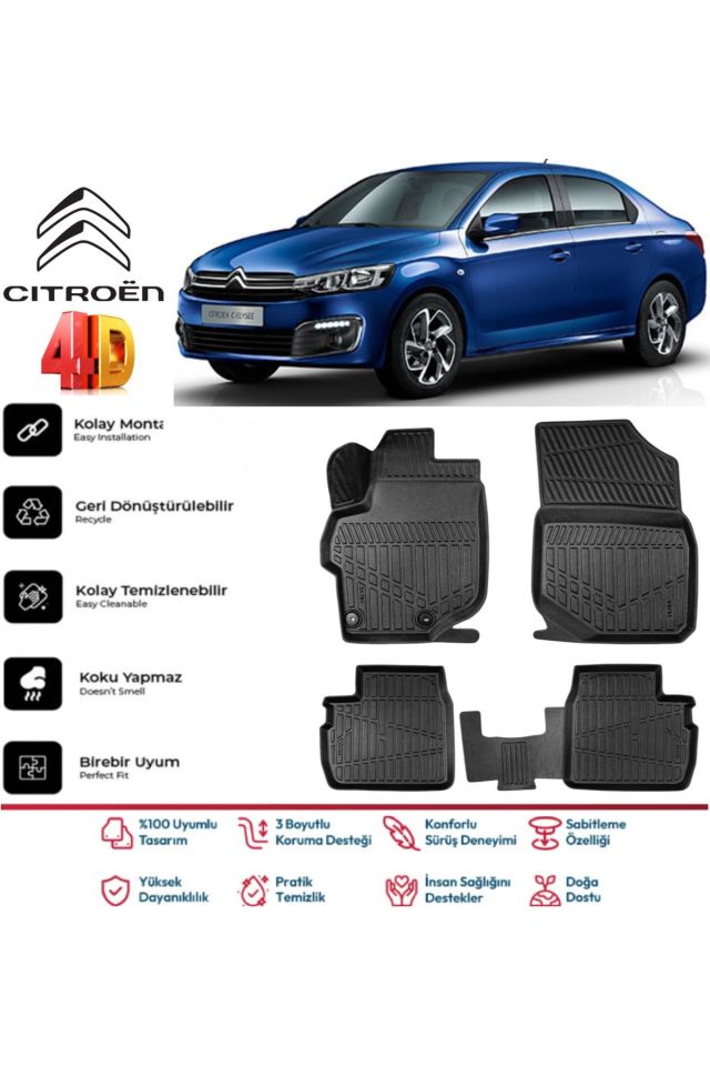 Citroen C-elysee 2018 Model 4D Havuzlu Paspas