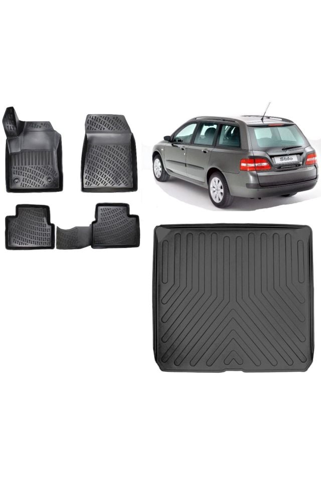 Fiat Stilo SW 2004 Model 3D Bagaj Havuzu+3D Havuzlu Araca Özel Paspas Takımı