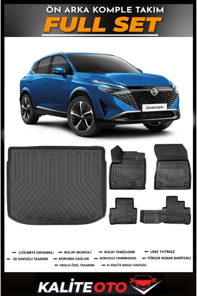 Nissan Qashqai E-Power Üst Bagaj Havuzu+4.5D Havuzlu Paspas Seti 2025 Model
