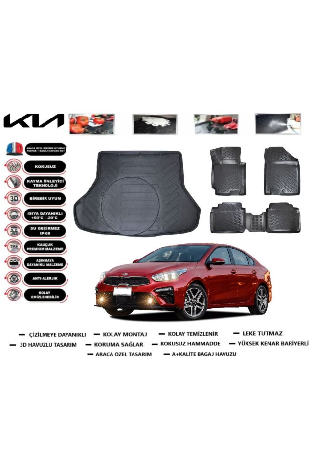 Kia Cerato 2018 Model Bagaj Havuzu Araca Özel Paspas Takımı Prrox