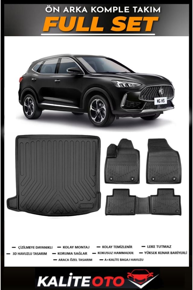 MG HS Benzinli Bagaj Havuzu+4.5D Havuzlu Paspas Seti 2020 Model