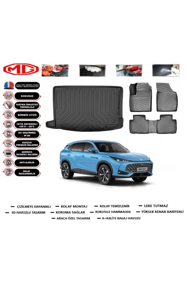 MG HS Benzinli 2025 Model Bagaj Havuzu Araca Özel Paspas Takımı Prrox