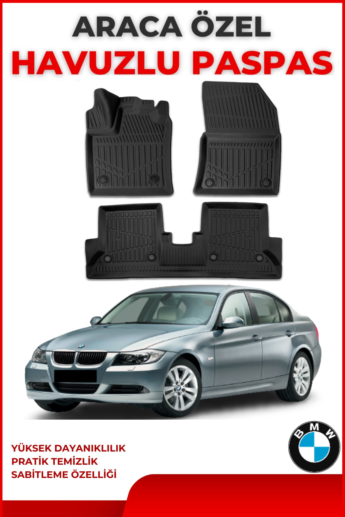 Bmw E90 2004-2012 4.5D Plus Havuzlu Siyah Paspas Takımı Yumuşak