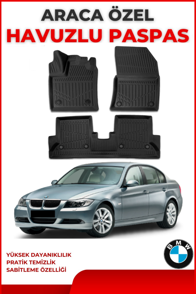 Bmw E90 2004-2012 4.5D Plus Havuzlu Siyah Paspas Takımı Yumuşak