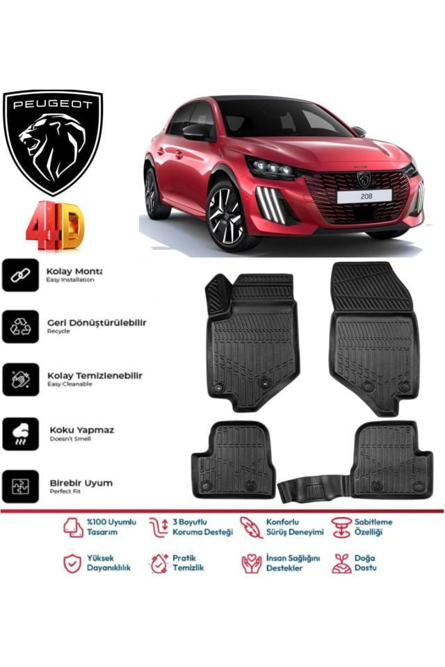 Peugeot 208 2023 Model 4D Havuzlu Paspas