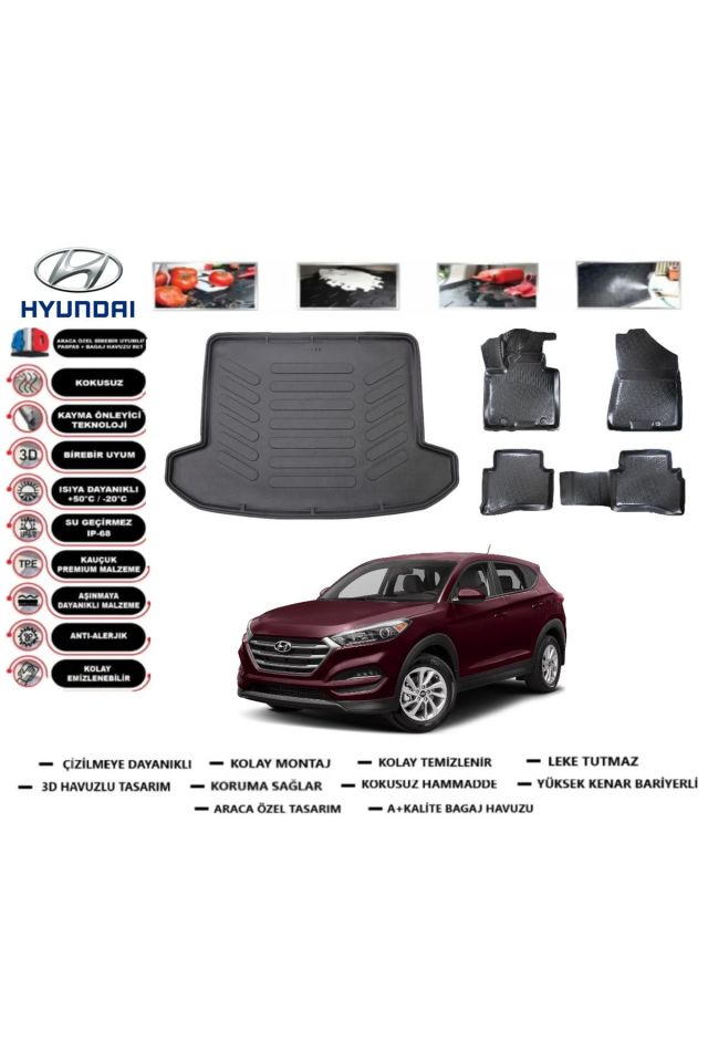 Hyundai Tucson 2016 Model Bagaj Havuzu Araca Özel Paspas Takımı Prrox
