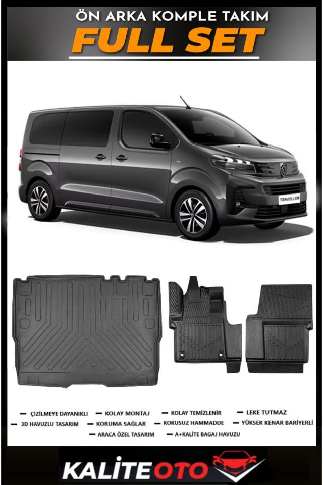 Peugeot Expert Traveller Bagaj Havuzu+4.5D Havuzlu Paspas Seti 2023 Model
