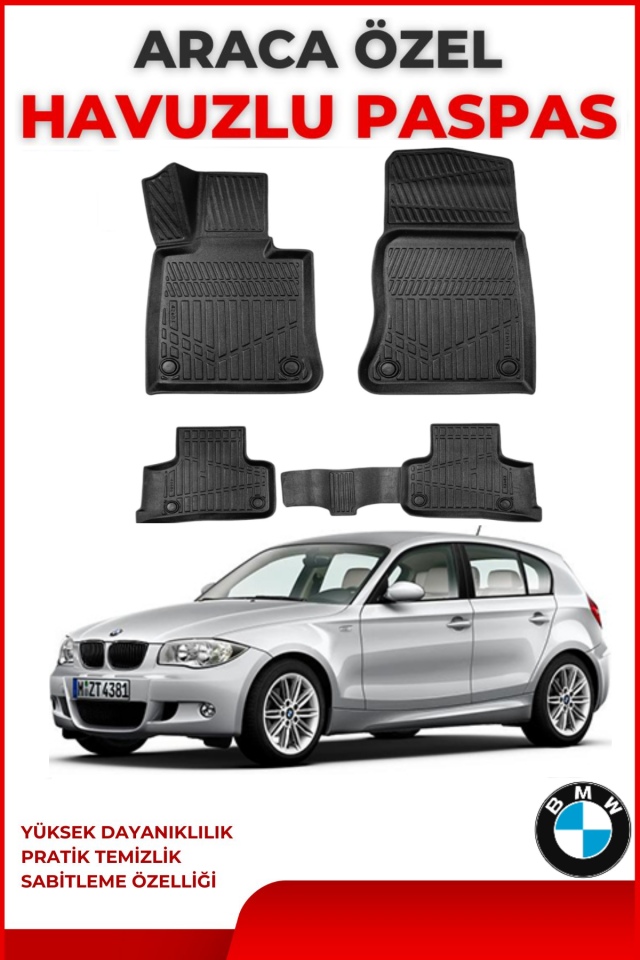 Bmw 1 Serisi E87 2004-2010 4.5D Plus Havuzlu Siyah Paspas Takımı Yumuşak