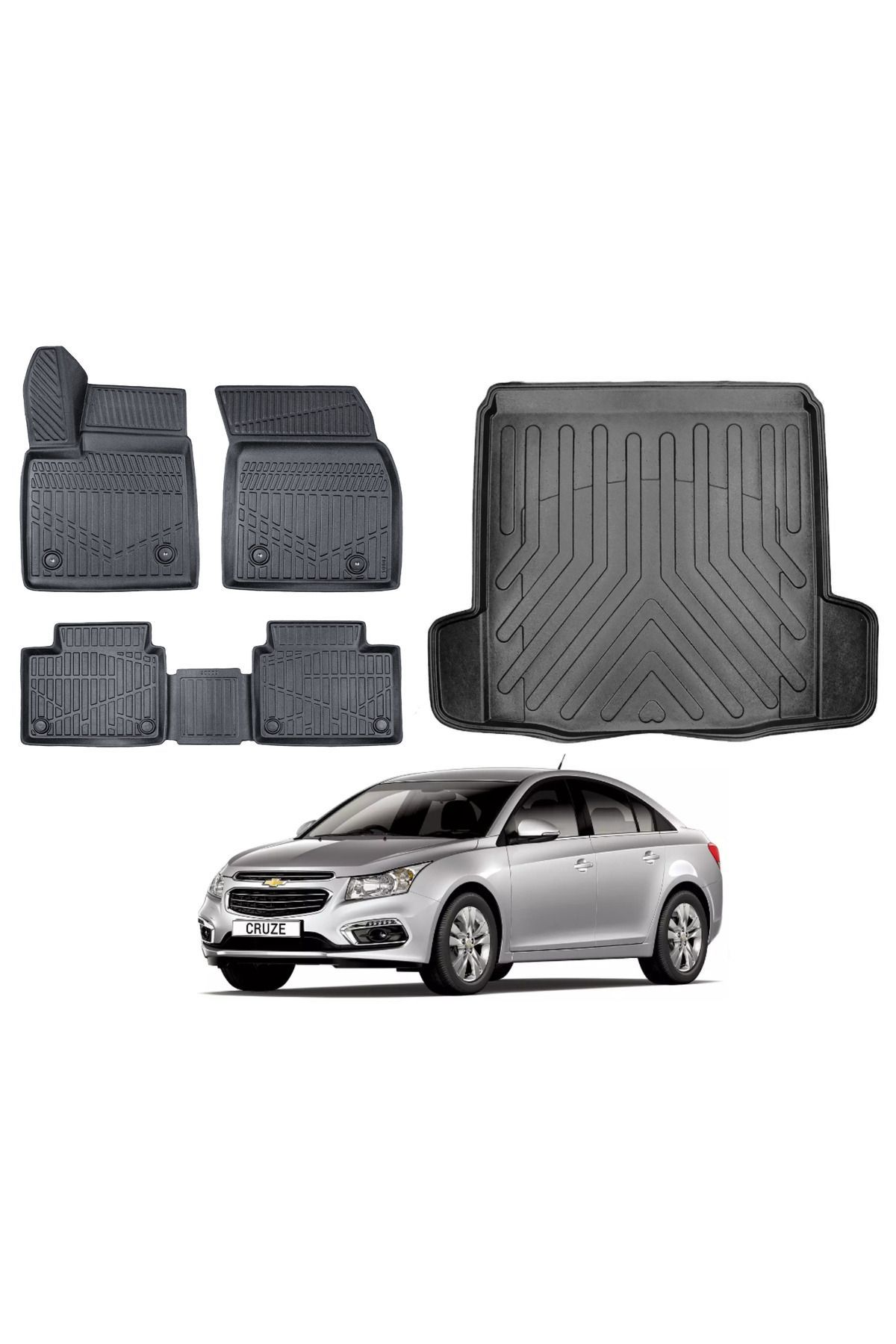 Chevrolet Cruze Sedan 2008 Model Çift Kulak Bagaj Havuzu Paspas Takımı Eva Serisi
