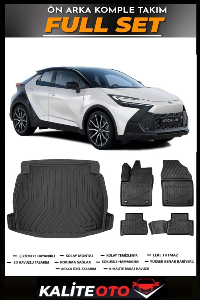 Toyota C-HR Ses Sistemli Bagaj Havuzu+4.5D Havuzlu Paspas Seti 2024 Model