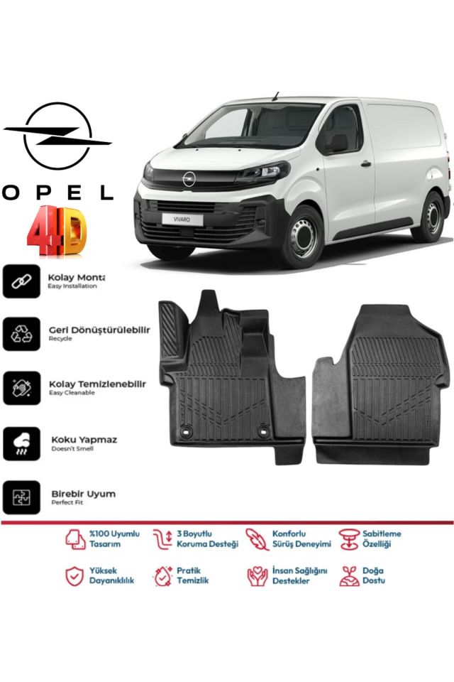 Opel Vivaro Panelvan 2019 Ve Sonrası 4.5D Plus Havuzlu Siyah Paspas Takımı Yumuşak