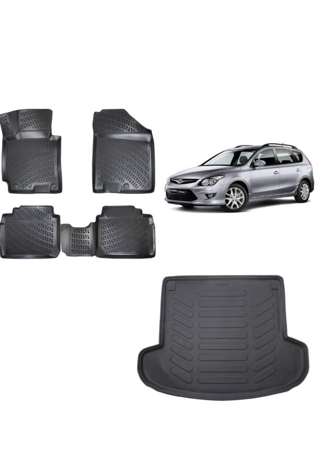 Hyundai i30 Station Vagon 2010 Model 3D Bagaj Havuzu+3D Havuzlu Araca Özel Paspas Takımı
