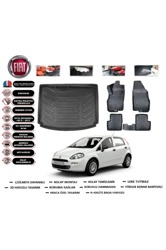 Fiat Punto 2013 Model Bagaj Havuzu Araca Özel Paspas Takımı Prrox