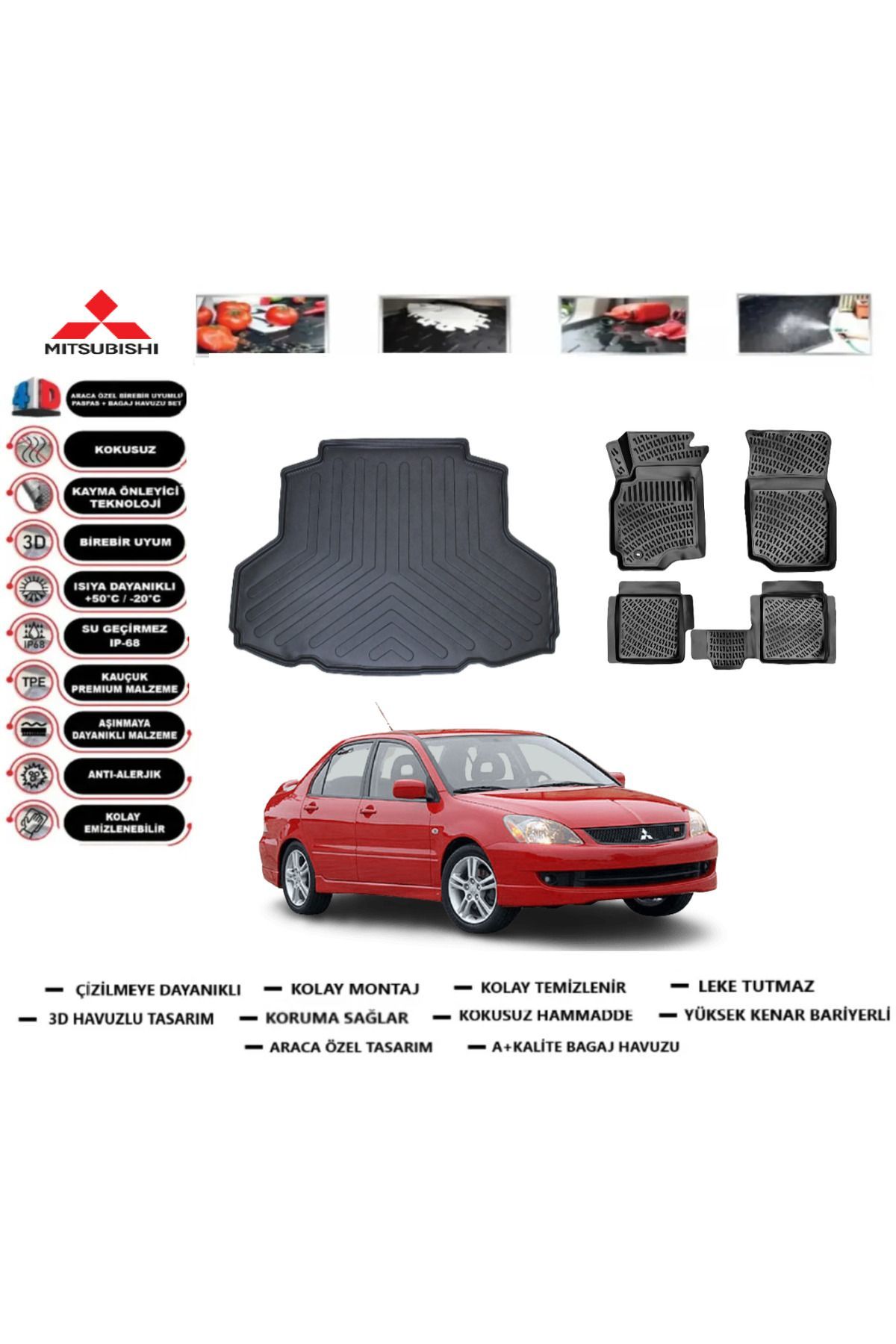 Mitsubishi Lancer 2006 Model Bagaj Havuzu Araca Özel Paspas Takımı Prrox