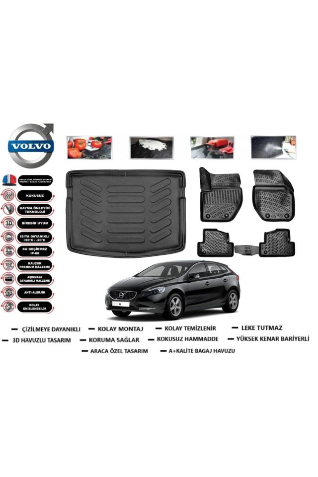 Volvo V40 2014 Model Bagaj Havuzu Araca Özel Paspas Takımı Prrox