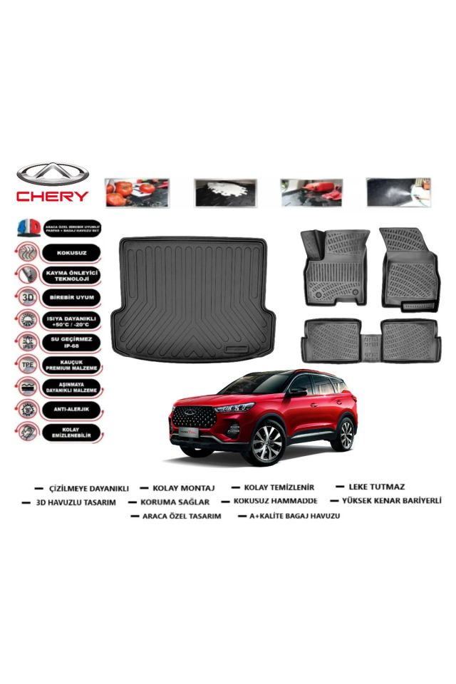 Chery Tiggo 7 Pro 2025 Model Bagaj Havuzu Araca Özel Paspas Takımı Prrox