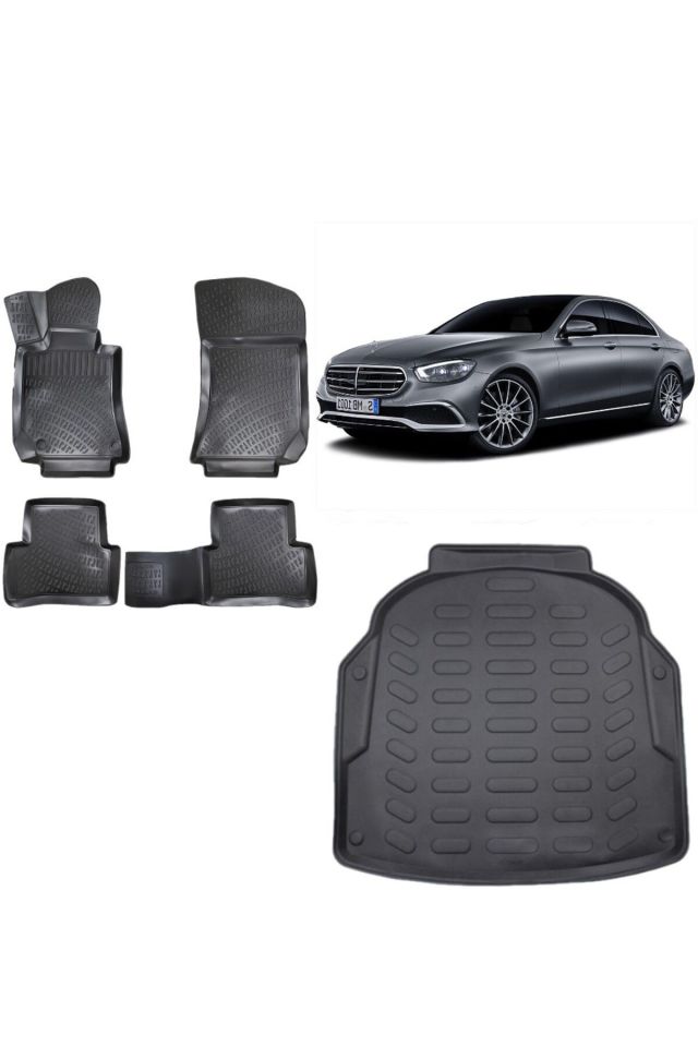 Mercedes E Serisi W213 2019 Model Plastik 3D Bagaj Havuzu+3D Havuzlu Araca Özel Paspas Takımı