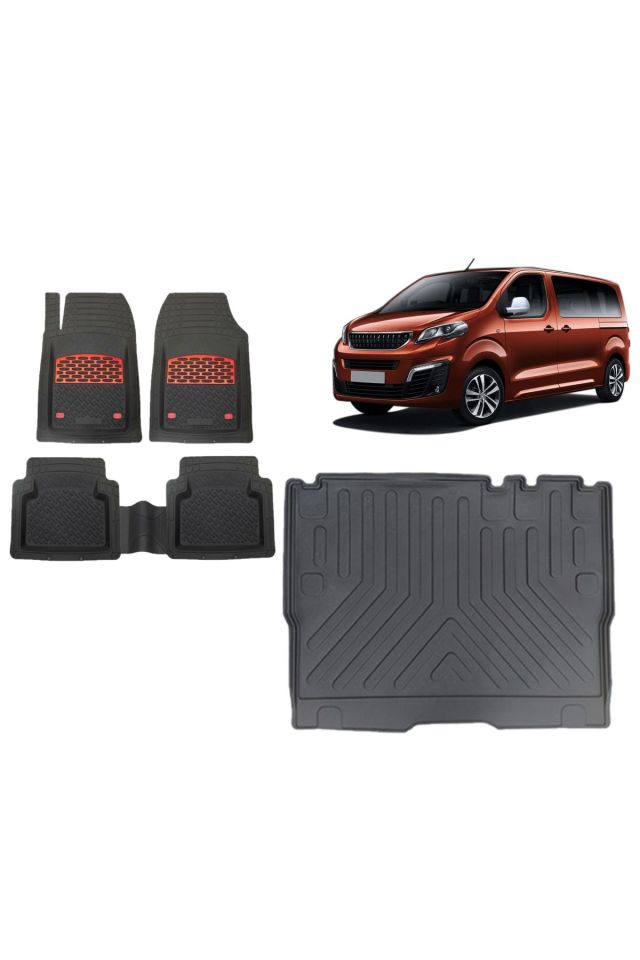 Peugeot Expert Traveller 8+1 2024 Model Bagaj Havuzu+3D Havuzlu Safir Kırmızı Kromlu Paspas