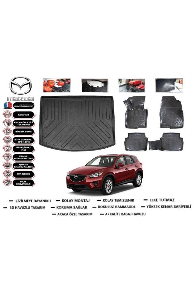 Mazda CX5 2013 Model Bagaj Havuzu Araca Özel Paspas Takımı Prrox