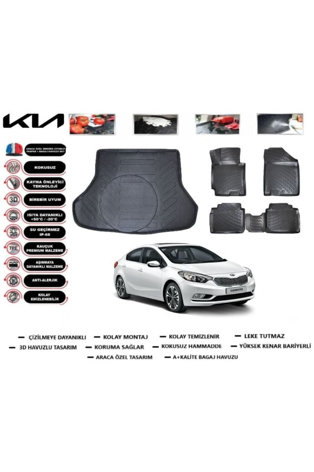 Kia Cerato 2017 Model Bagaj Havuzu Araca Özel Paspas Takımı Prrox
