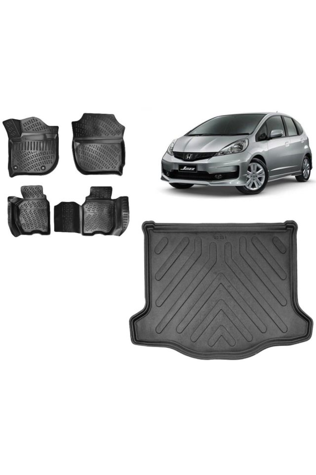 Honda Jazz 2019 Model 3D Bagaj Havuzu+3D Havuzlu Araca Özel Paspas Takımı