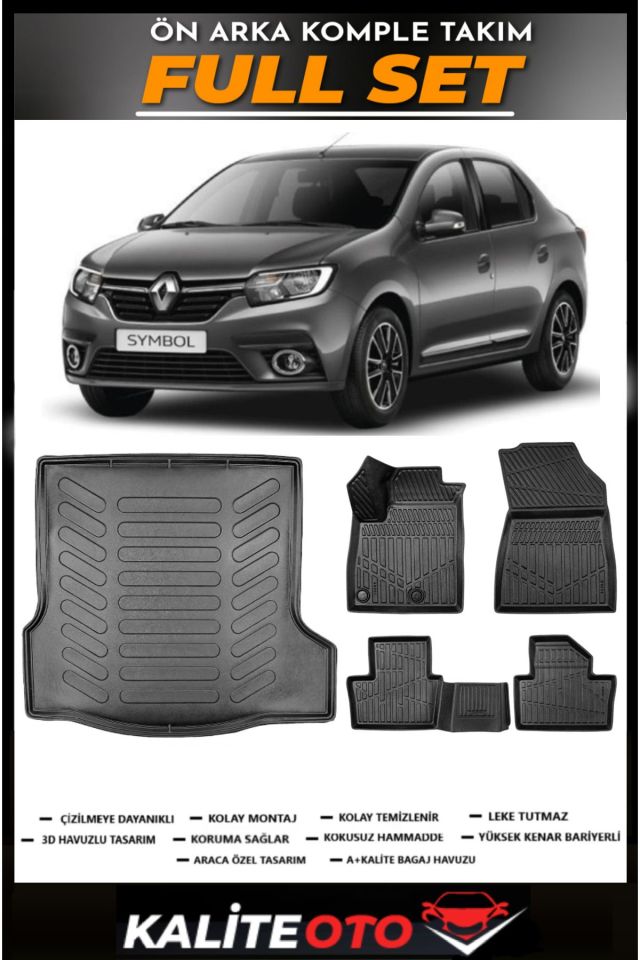 Renault Symbol Bagaj Havuzu+4.5D Havuzlu Paspas Seti 2015 Model