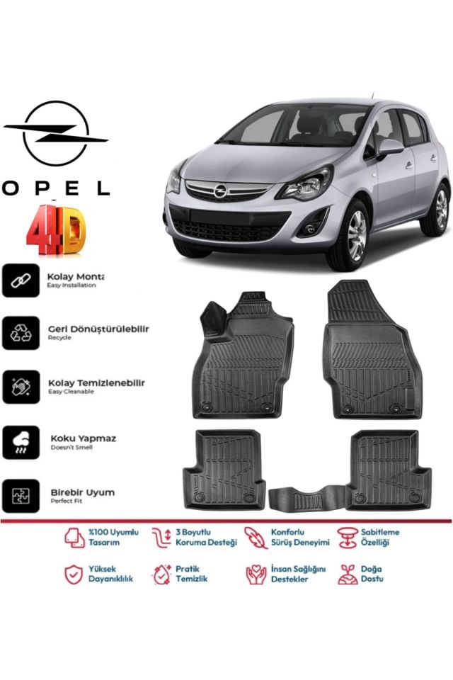 Opel Corsa D 2006-2014 4.5D Plus Havuzlu Siyah Paspas Takımı Yumuşak