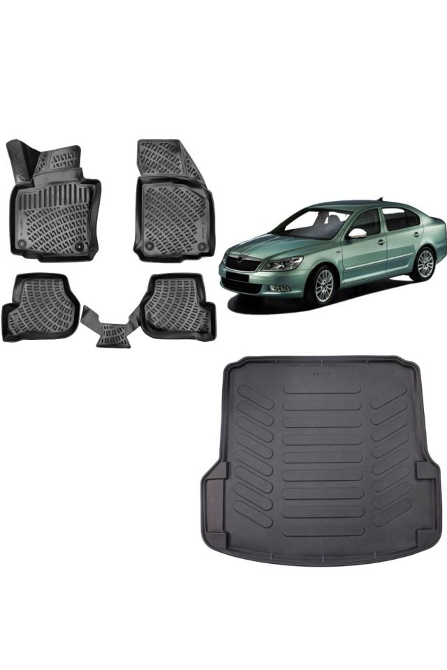 Skoda Octavia 2005 Model 3D Bagaj Havuzu+3D Havuzlu Araca Özel Paspas Takımı