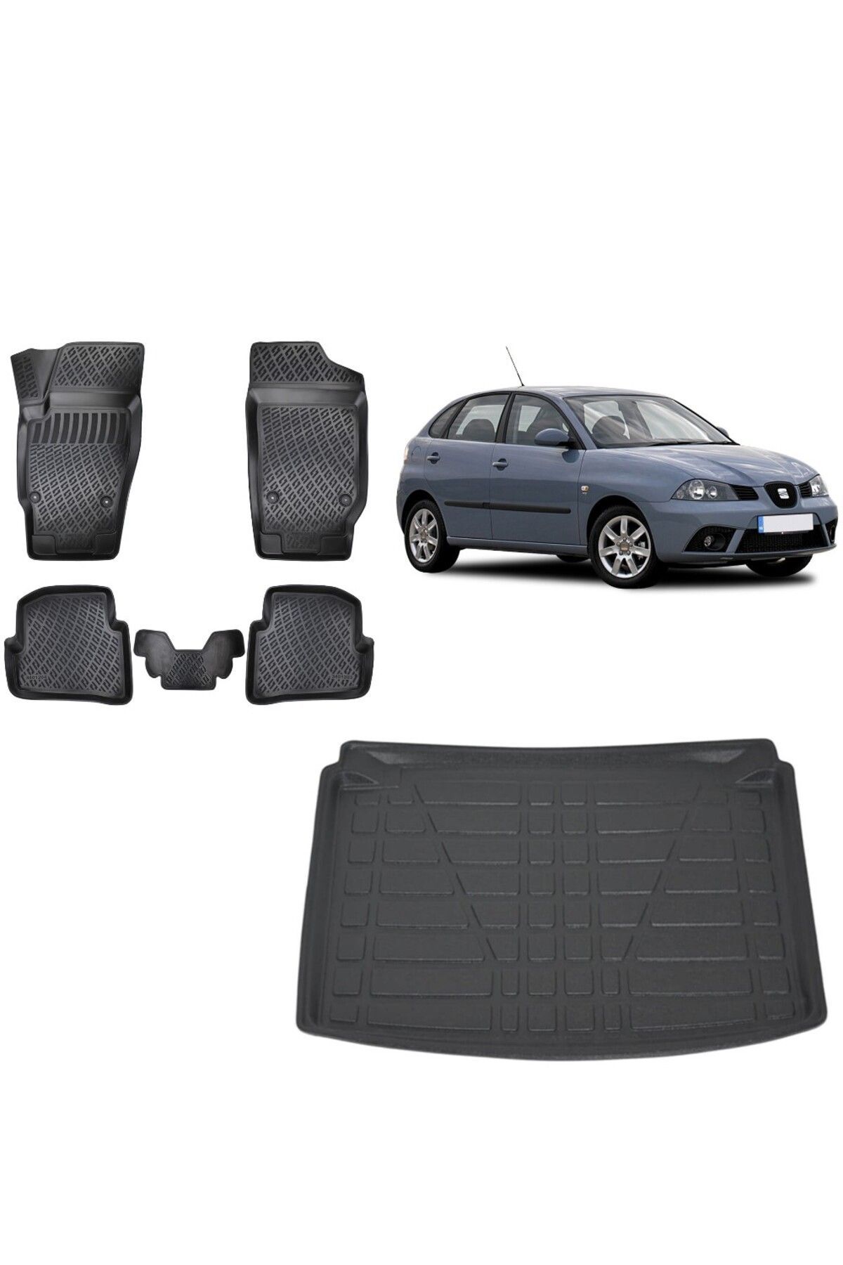 Seat İbiza HB 2002 Model 3D Bagaj Havuzu+3D Havuzlu Araca Özel Paspas Takımı