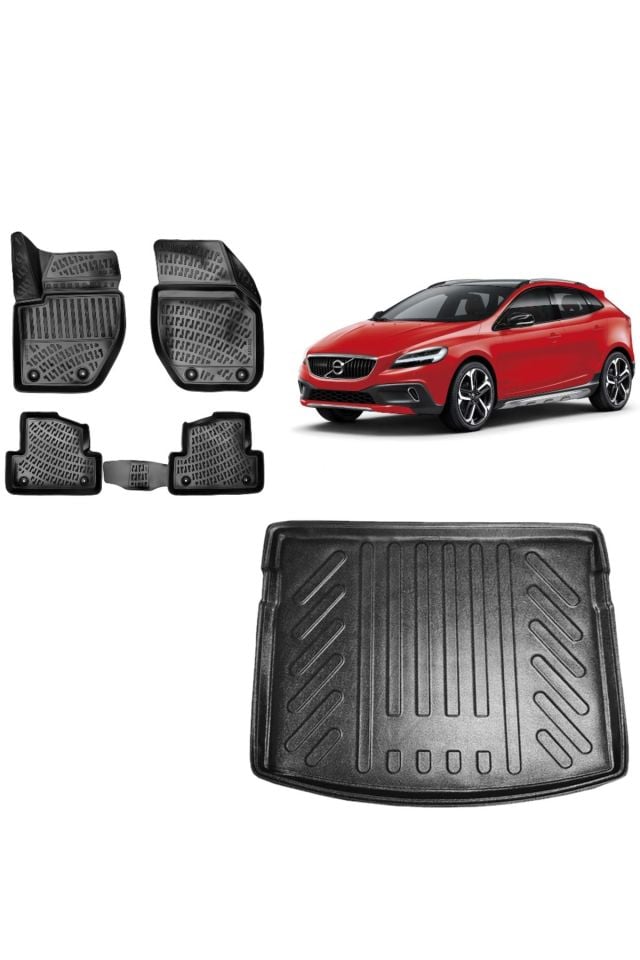 Volvo V40 2012 Model Bagaj Havuzu+3D Havuzlu Araca Özel Paspas Takımı