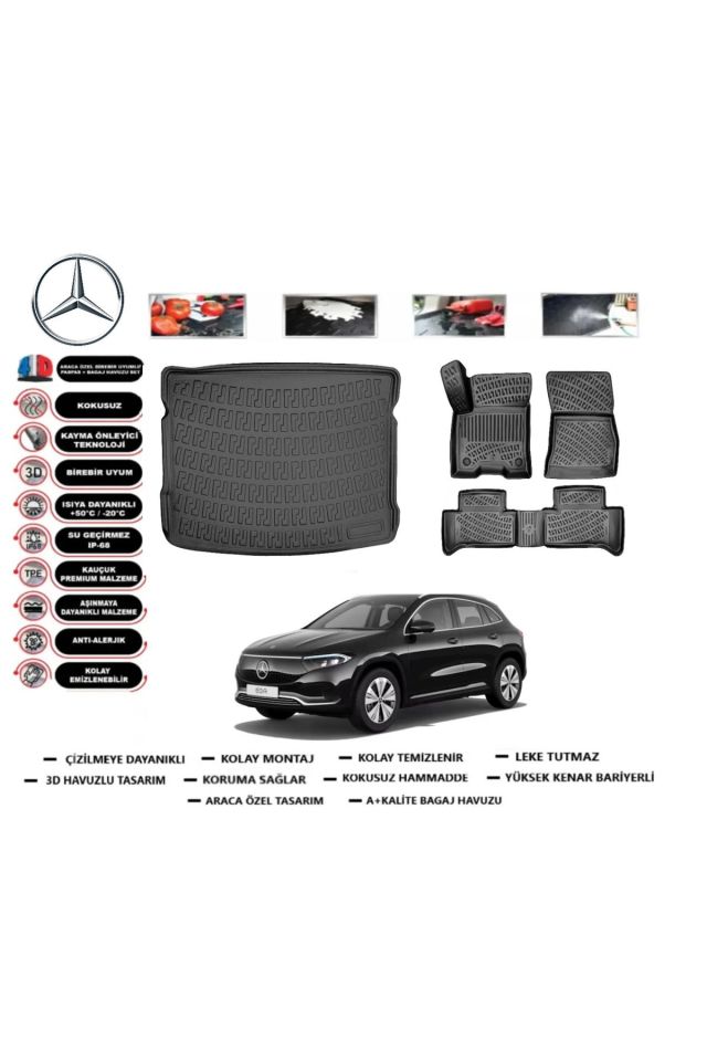 Mercedes EQA 2023 Model Bagaj Havuzu Araca Özel Paspas Takımı Prrox